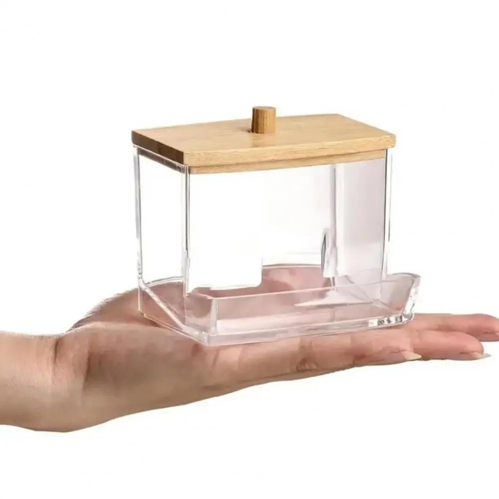 1PC Cotton Swab Box With Lid Dustproof Transparent Visible Design Toothpicks Cotton Swab Dispenser Storage Case