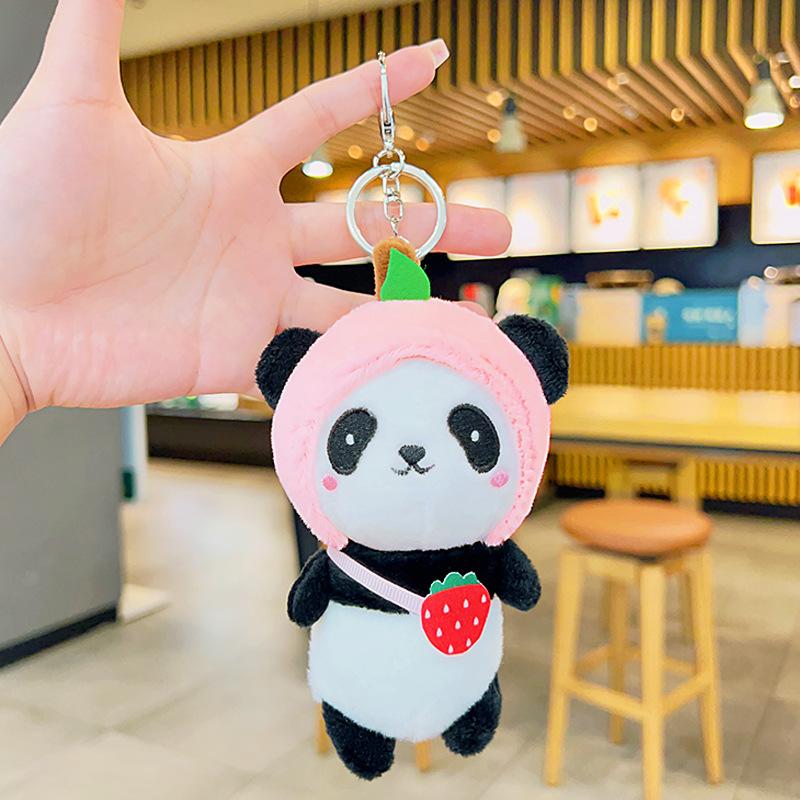 Niedliche Frucht-Panda-Plüschtiere, Cartoon-Schultaschenanhänger, Puppen, Greifautomaten, Puppenfiguren, Hängeornamente