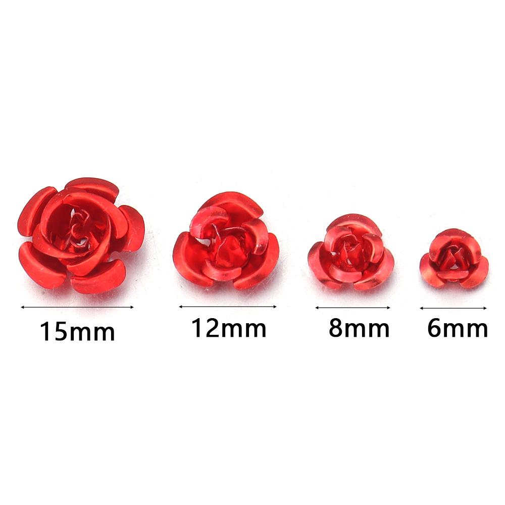 50/100pcs Aluminum Rose Flower Metal Mixed Color Flowers For Wedding Party DIY Jewelry Making Crafts Earring Headwear Decoration