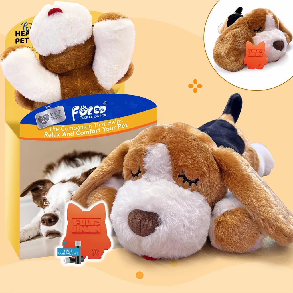Puppy Heartbeat Toy with Realistic Heartbeat Sound and Heat Pack Comforting Sleep Aid for Newborn Puppies Anxiety Relief