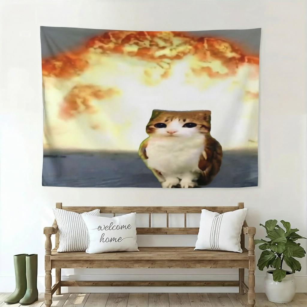 1pc Meowl Inspiration Tapestry, Multi-Scene Wall Hanging, erfect for Party Backdrop & room decoration items 100X70CM