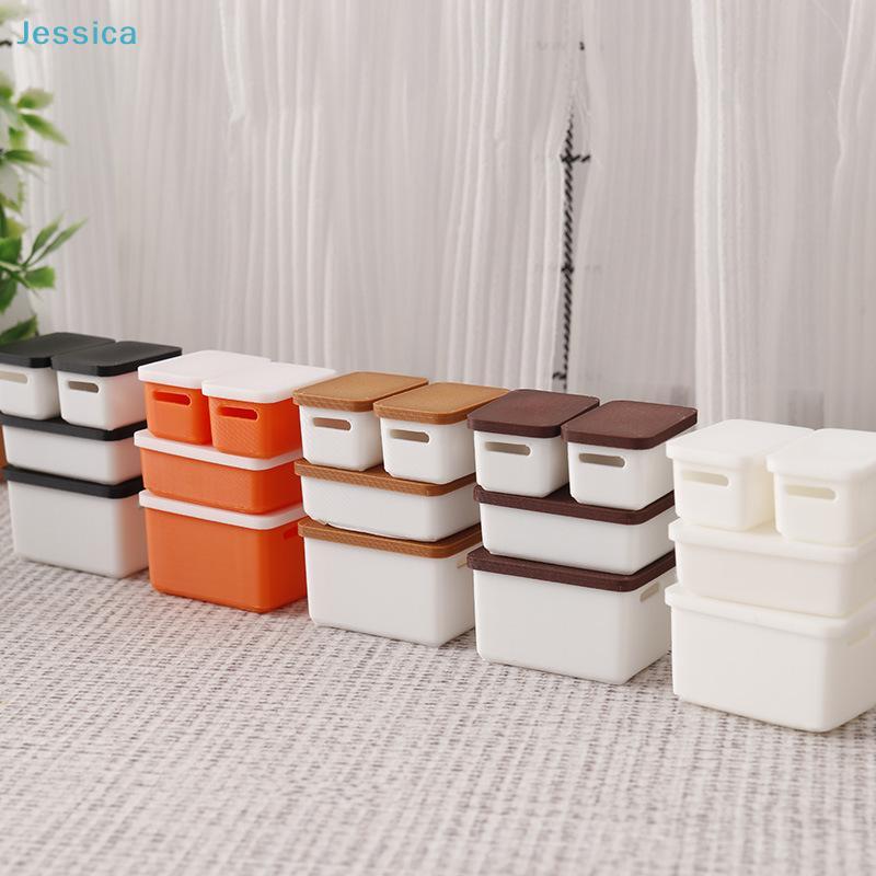 Miniature Stackable Storage Bins Set - Tiny Decorative Organizer Boxes For Dollhouse1:12 Scale Crafts Miniature Room Decor