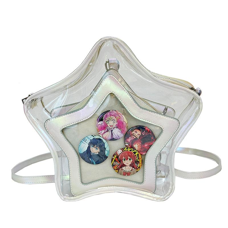 

Звезда пентаграмма прозрачная сумка женская на плечо через плечо кроссбоди большая вместимость рюкзак белый