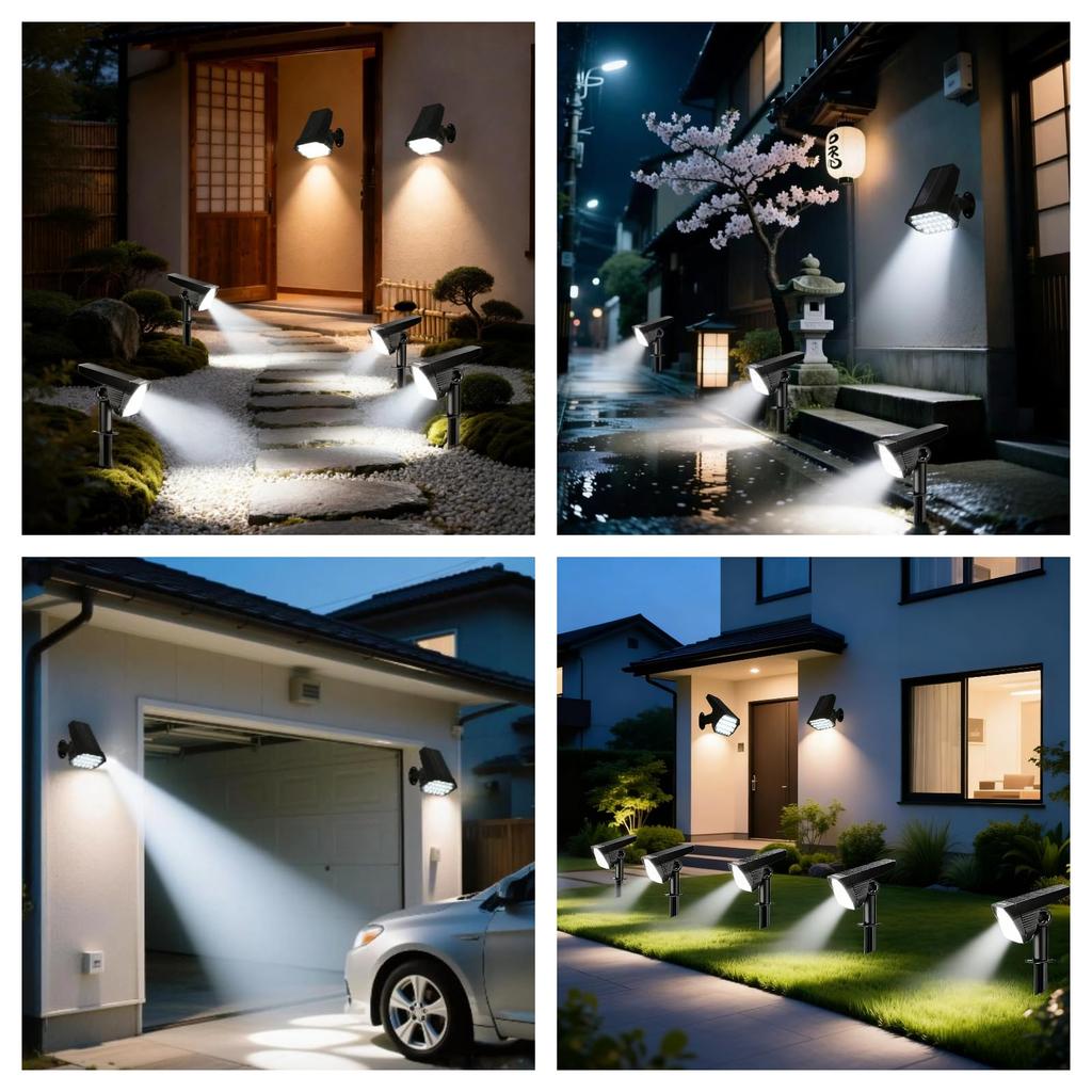 Solar Lights, Outdoor, Waterproof, Garden Lights, High Brightness 600 Lumens, Monocrystalline Solar Panel, IP65, Light Sensor, Automatic OnOff, Wall