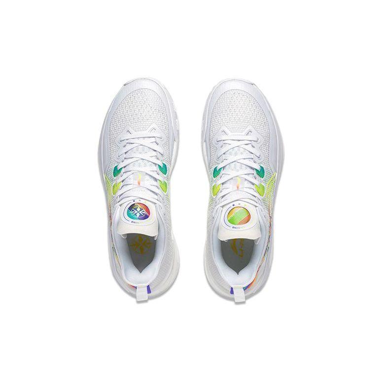 LiNing Blade 3 V2 Rainbow Durable Breathable Low-Top Basketball Shoes Unisex sneaker Fluorescent-White Yellow ABAT057-4