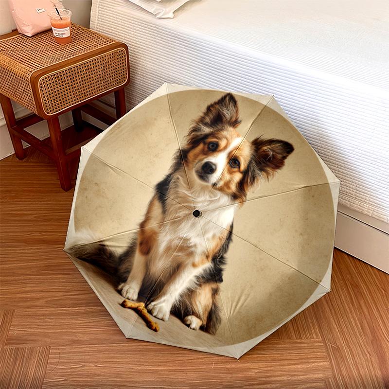 Perro con patrón de Hueso, paraguas de plegado automático, diseño portátil y plegable, 8 varillas, un regalo de Navidad o cumpleaños.