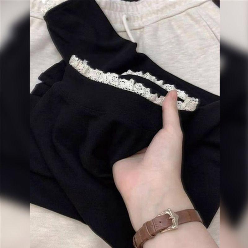 

Women s Long Sleeve Fleece Lace Patchwork Slim Fit Base Layer for Autumn/Winter 2026 2XL (130-150 kg) чорний