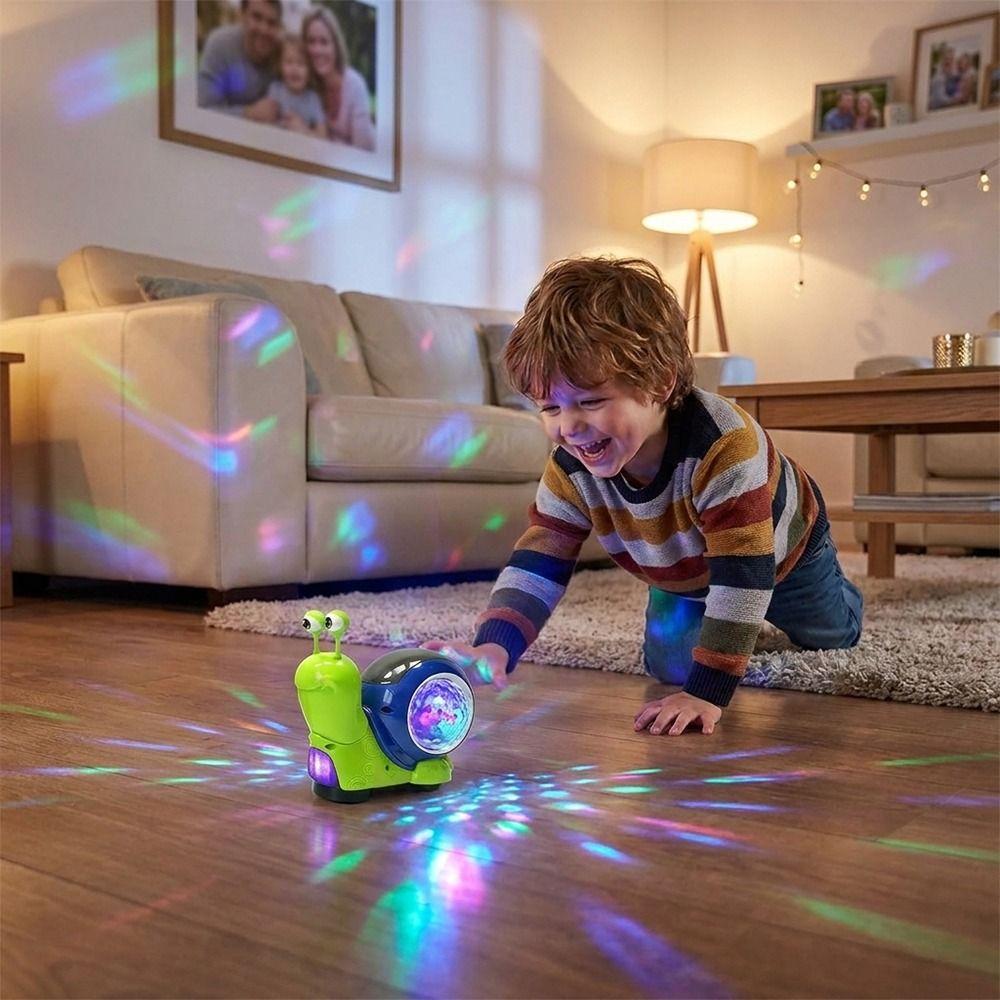 Tummy Time Luminous Snail Toy Green Brown Crawling Snail Toys Electric Snail Toy For Kindergarden