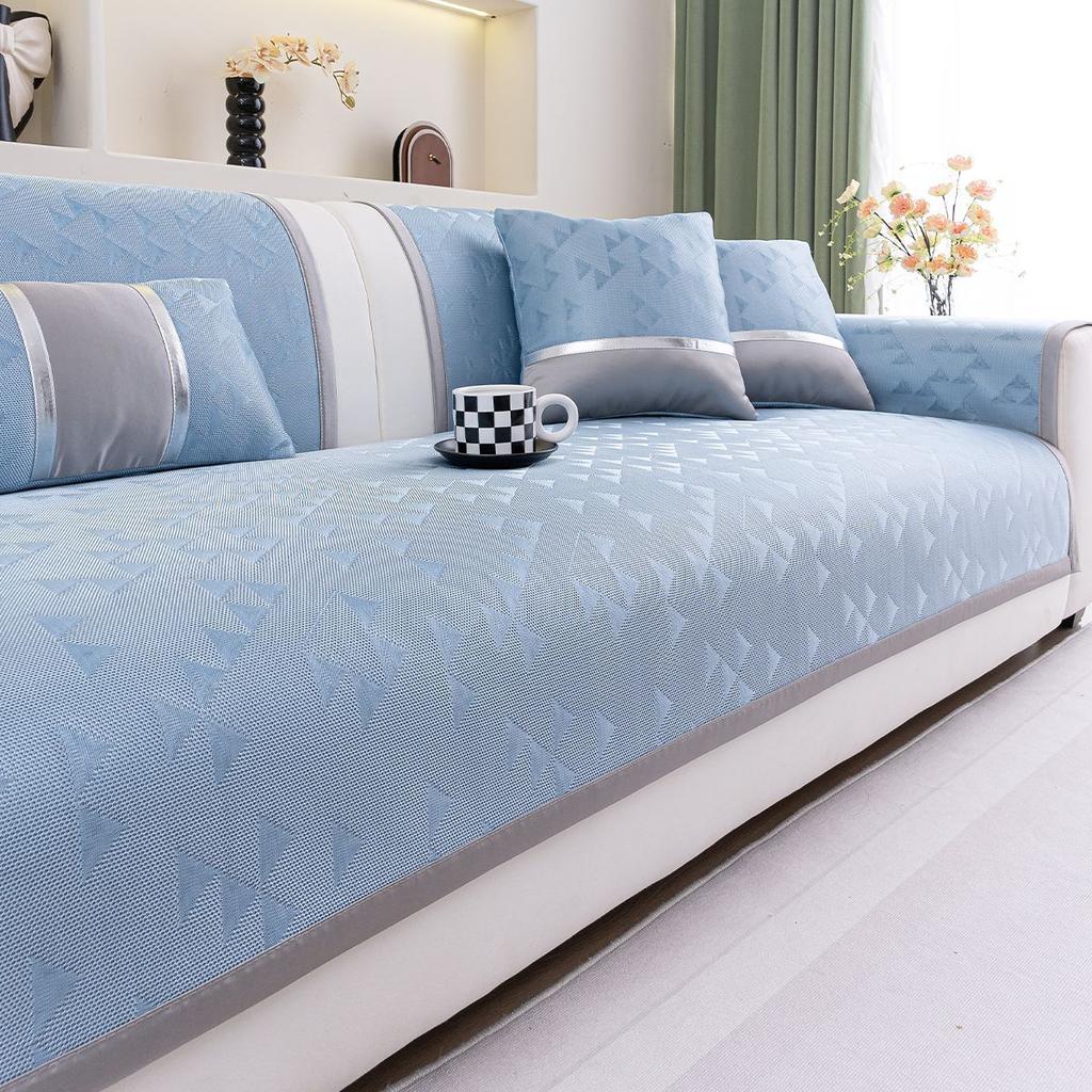 New High-End Light Luxury Summer Ice Silk Leather Sofa Cushion Summer Mat Non-Slip Seat Cushion Advanced Sense Cover Cloth