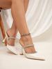 7199-9 High Fashion Strass Wort Flachmund High Heels Damen Frühling Sexy Spitz Zehen Dünner Absatz Einzelne Schuhe Bankettschuhe