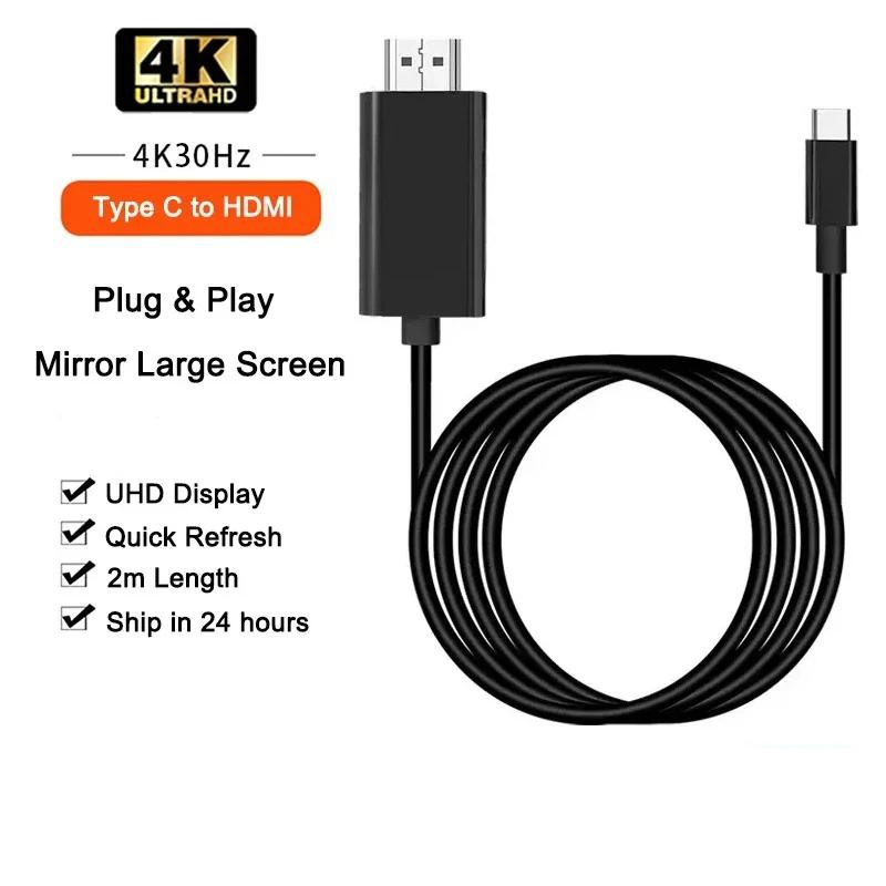 

HD 1080P Type C USB 3.0 - HDMI-совместимый кабель для подключения устройств Android к телевизору, проектору, дисплею для телефонов Android, планшета к телевизору для MacBook, Pixel, iPad, Dell