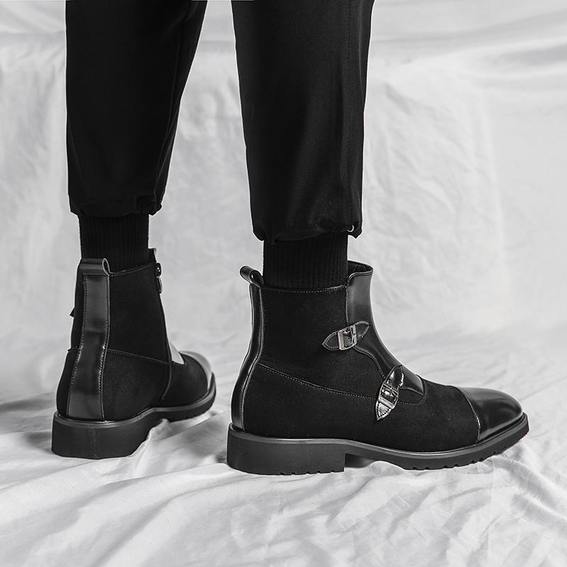 Fashion British Style High Top Pointed Dress Boots Trendy New Men's Business Dress Shoes Winter Men's Leather Short Boots Versatile