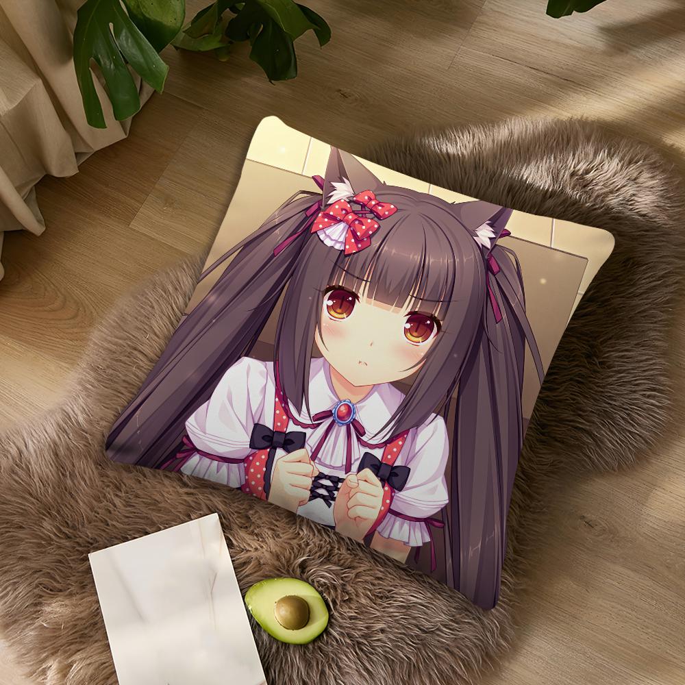 Cat Girl Cute N-Nekopara Chocola cushion For Bedroom Car Coffee Shop Room Soft and Living Room Sofa Decorative Pillow Cover Case