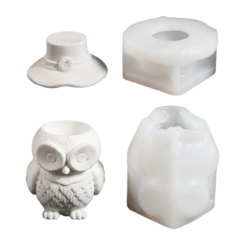 Food Grade Silicone Owl Candle Making Mould Heat Resistant For Home Decoration