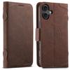 SUTENI J07 For iPhone 16 Plus Case Compatible with MagSafe Litchi Texture Leather Wallet Phone Cover