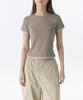 MUSINSA STANDARD WOMAN Women'S Layered Hem Slim T-Shirt [Taupe/Light Blue]