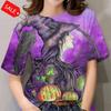 Halloween Pattern T Shirt For Women Witch 3d Printed Short Sleeves Summer Casual Oversized T-shirts O-neck Tops Tees Streetwear