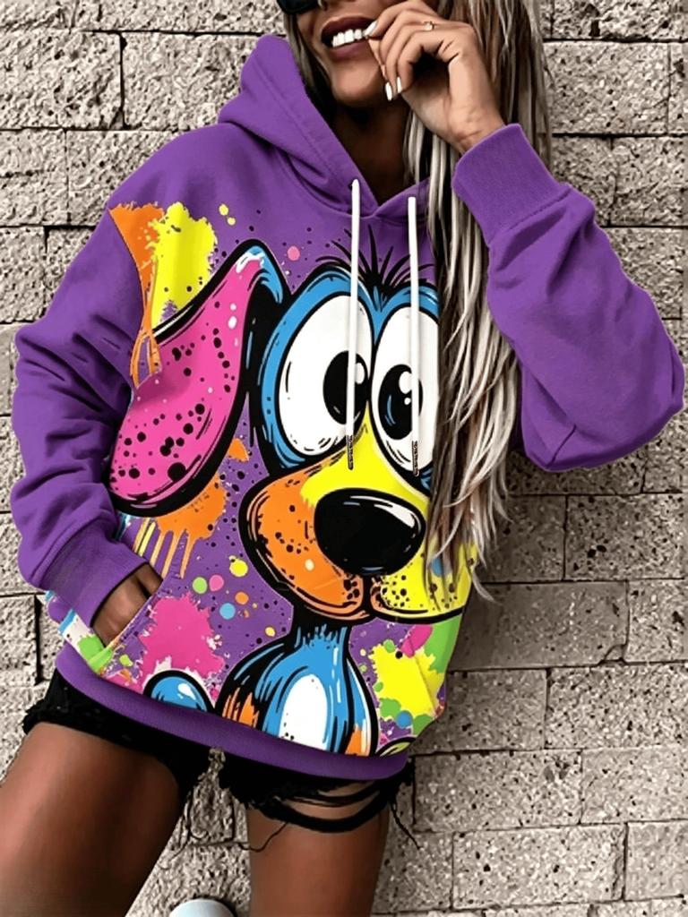 Fashionable women's loose casual street style hooded sweatshirt, loose casual, fashionable top