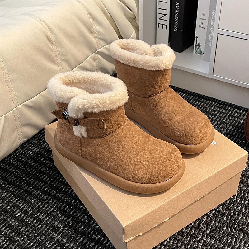 Retro Versatile Hairy Edge Women's Platform Snow Boots Autumn and Winter Fashion Korean Version Warm Casual Cotton Shoes Short Boots