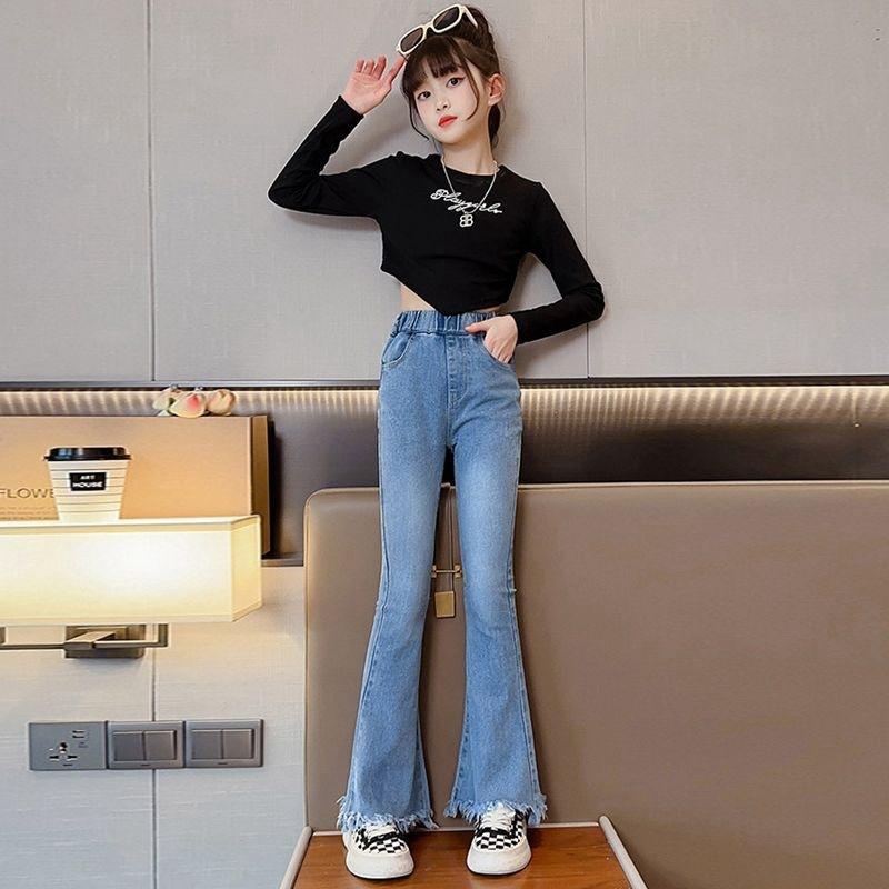 Dívčí Kalhoty, Jaro a Podzim, Velké dívky, Sebekultivace, Western Styl, Módní Dětské Džínové kalhoty