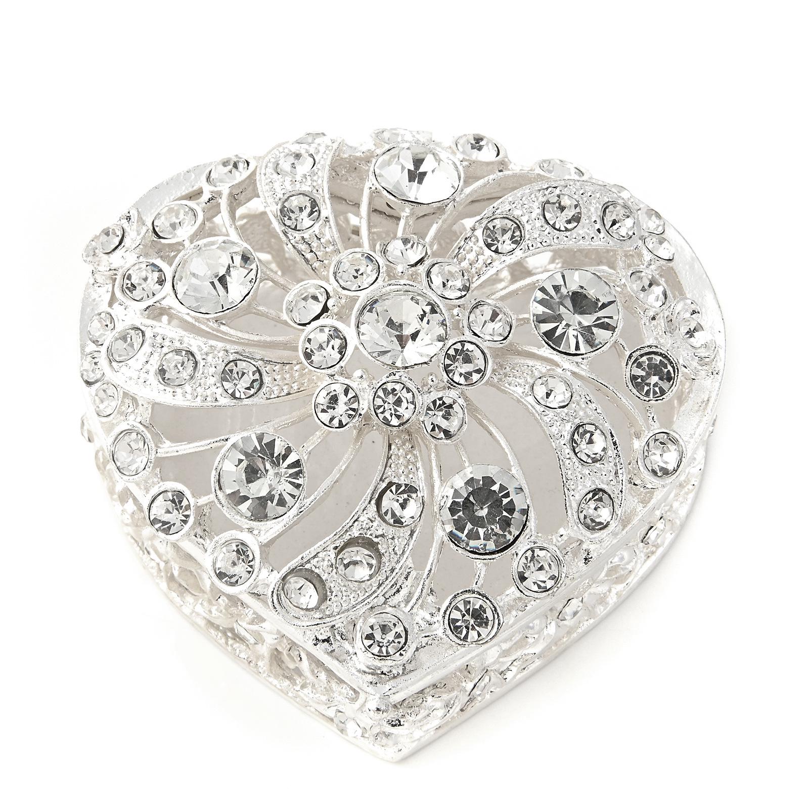 

Посеребренная шкатулка для украшений в форме сердца с бриллиантами и жемчугом 6*5.7*4