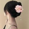 Small Fresh Fabric Double-sided Flower Pearl Fringed Hairpin Sweet Niche Hairpin Shark Clip Hanfu Photo Hair Accessories