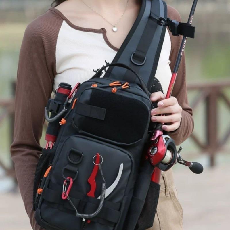 New Lure Box Gear Storage Bag Fishing Tackle Backpack Fanny Pack for Men Fly Fishing Backpack with Rod Holder Sling Shoulder Bag