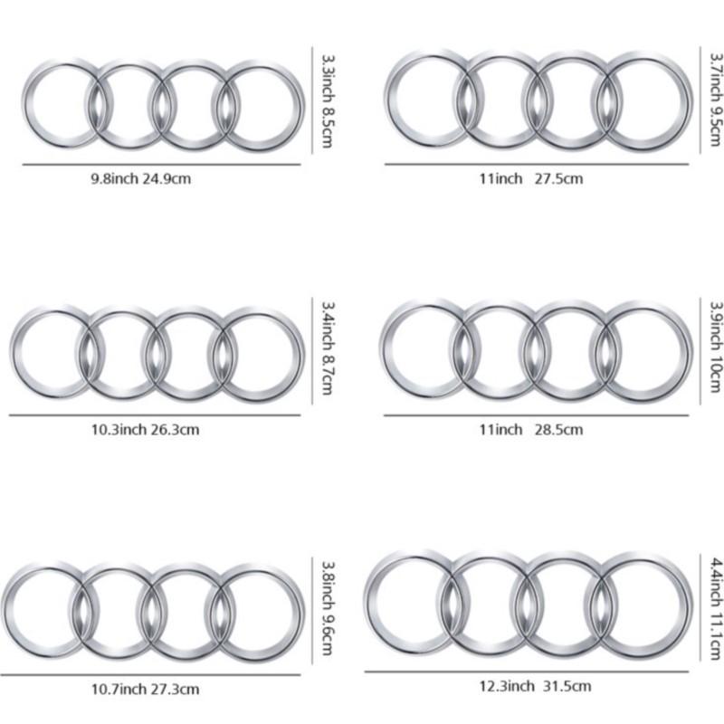 ABS 4 Ring Logo Chrome Black Car Front Hood Emblem Bonnet Badge Rear Trunk Badge Logo For New A3 A4 A5 A4L Q5 TT S4 Q3 Q4 S6 S7