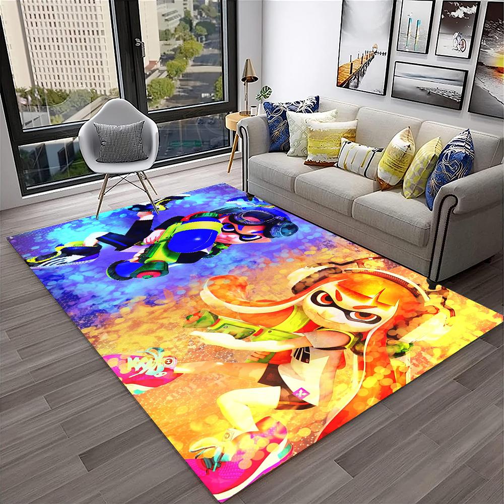 3D Games Splatoon3,PC Gamer Cartoon Carpet Rug for Home Living Room Bedroom Sofa Doormat Decor,kids Area Rug Non-slip Floor Mat
