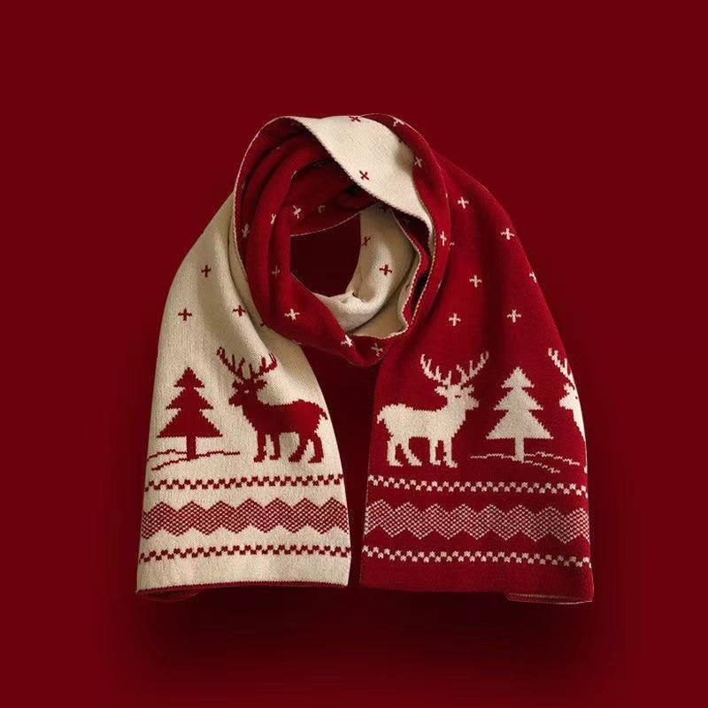 

Autumn lengthened cute deer Christmas gift skin-friendly winter red warm student scarf scarf female