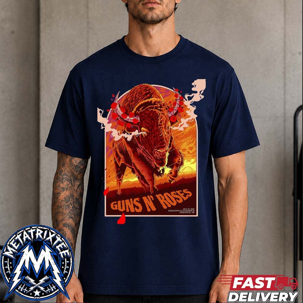Guns N Roses Live Poster Commonwealth Stadium Edmonton AB Aug 26 2026 Navy Short T-Shirt