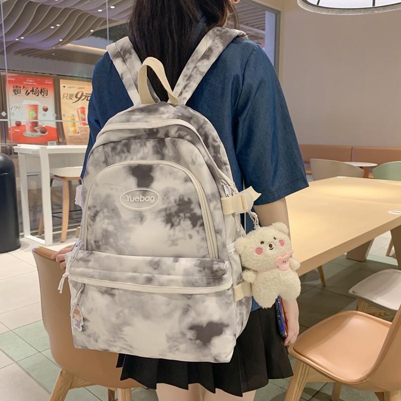 Letter Fashionable Decoration Tie Dye Pattern Student Casual Backpack School For