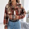 Women's Contrasting Plaid Long Sleeved Woolen Short Jacket Jacket