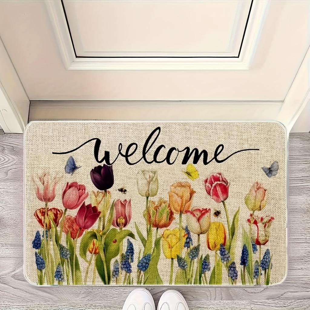 Butterfly Flower Print Bath Mat Soft Doormat Super Absorbent Anti Slip Diatomite Rug Washroom Carpet Shower Room Indoor Doormats