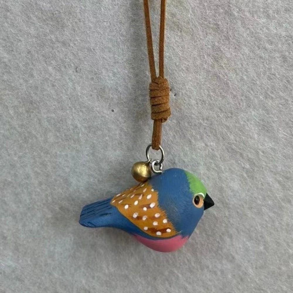 Porte-clés Sculpture sur Bois Dessin Animé Porte-clés Mignon Oiseaux Pendentif Oiseau en Bois Adorable Amoureux des Oiseaux