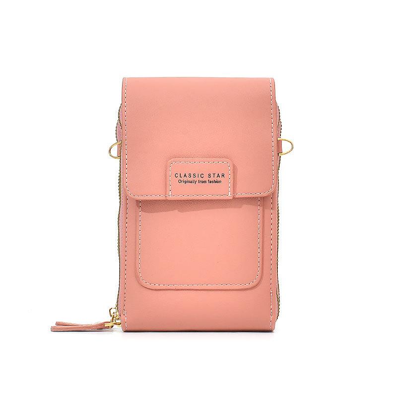 

Touch Screen Mobile Phone Bag Female Oblique Span Shoulder Bag Multi-Function Large-Capacity Female Wallet розовый