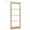 Sliding Door Natural 93 X 211 Cm Solid Pine Wood and Glass