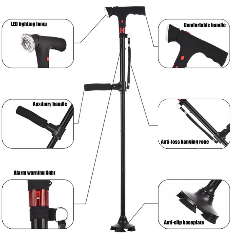 Light weight Aluminum Folding Canes Ergonomic Handle Regulable for Senior Travel Hiking Support