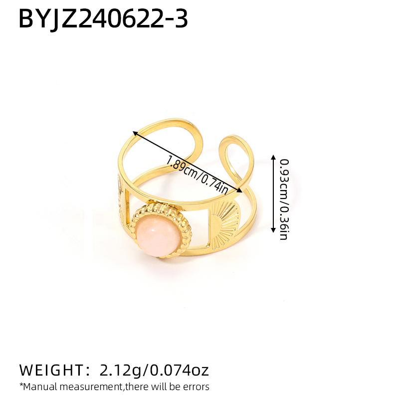 

Fashion New Design Natural Stone Stainless Steel Ring Women Waterproof Stylish Golden Zircon 2024 NEW Set
