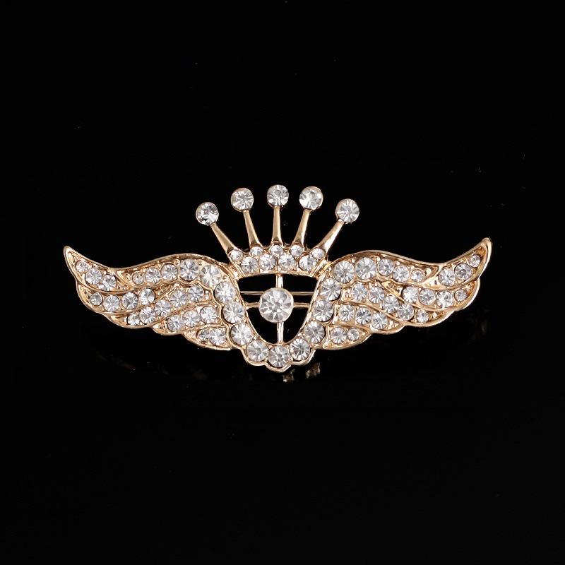 Unisex Gold/Silver Crown Series Brooch with Rhinestones & Optional Chain - Elegant Luxury