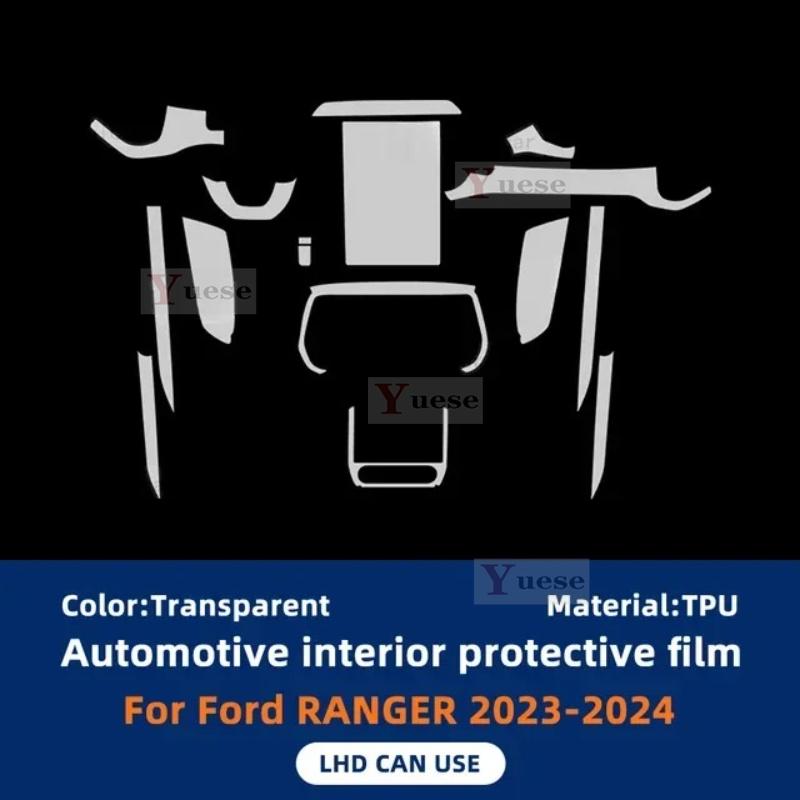 For Ford Ranger 2024 Interior Protective Film Gearbox Panel Navigation Screen Automotive TPU Cover Anti-Scratch Sticker