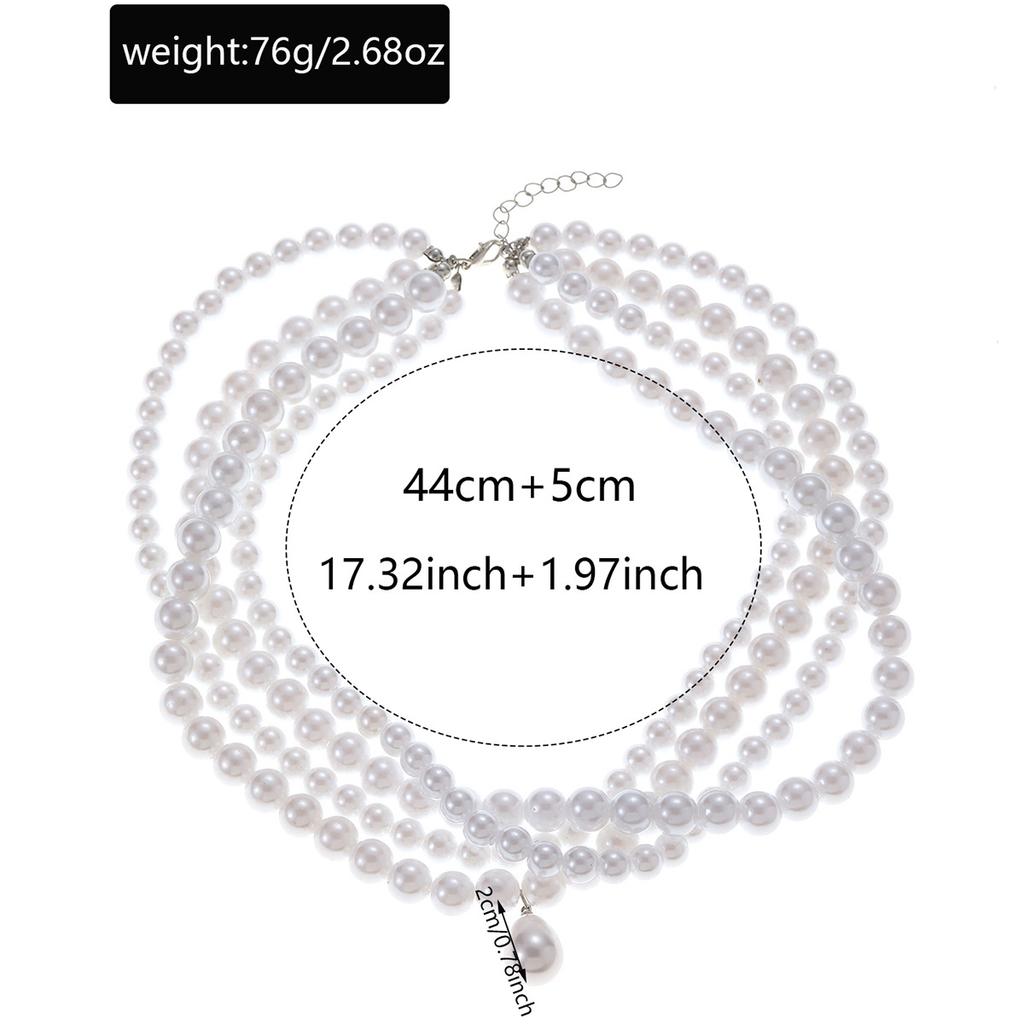 Pearl stacked necklace European and American jewelry multi-layer retro irregular water drop pendant beaded neck jewelry women