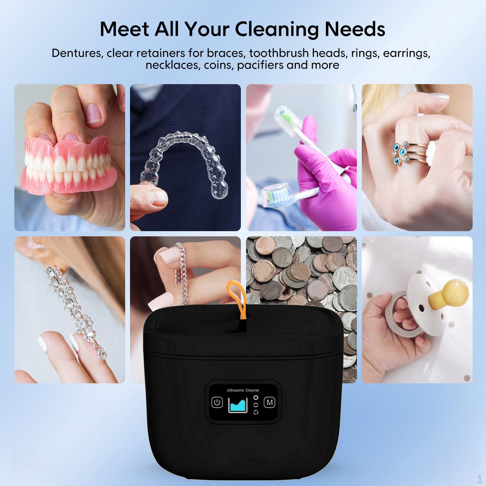 

Машина для чищення зубних протезів Ванна Коробка для замочування протезів Вставні зуби Мандрівний білий чорний