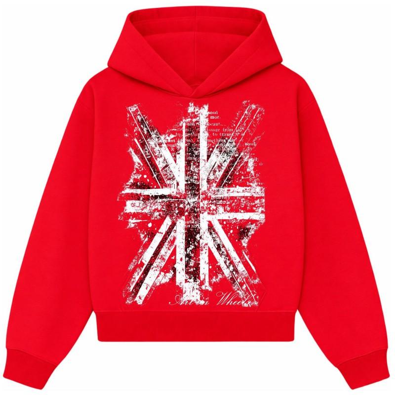 TK Vintage American Street Red Flag Hoodie Unisex Loose Y2K Sweatshirt