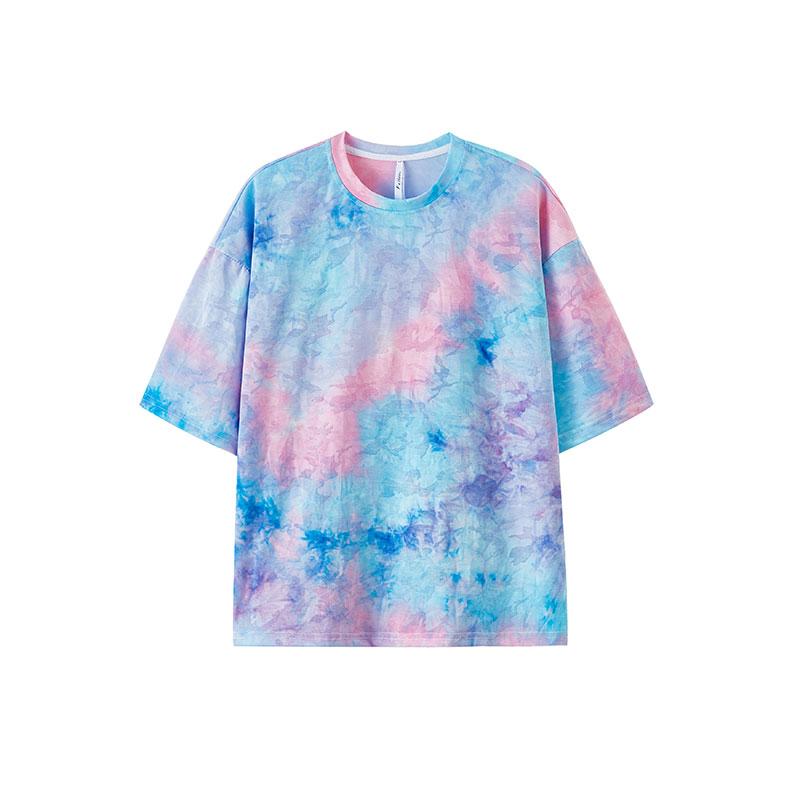 2026 New Gradient Tie Dye T-Shirt Textured Fabric Loose Fit Streetwear Top Y2k Couple Tee Tops T-shirt