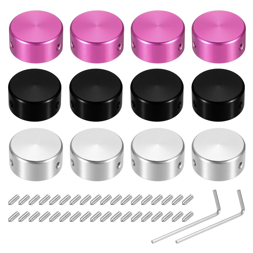 uxcell 12pcs Foot Switch Toppers Guitar Pedal Button Caps Metal Foot Switch Top Covers Multicolor for Guitar Effect Pedal Silver 3/8" Buttons, Red,