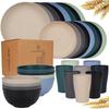 Rice Husk Disposable Tableware Set - Food Grade, High Temperature Resistant Bowls, Plates, and Chopsticks.