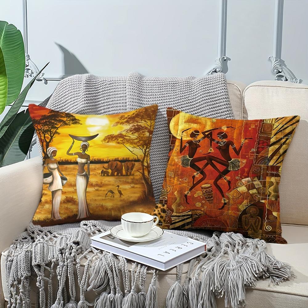 African-Patterned Pillowcases: Vivid Artistic Designs Of Women And Landscapes Sofa Cushion Cover Home Room Decoration