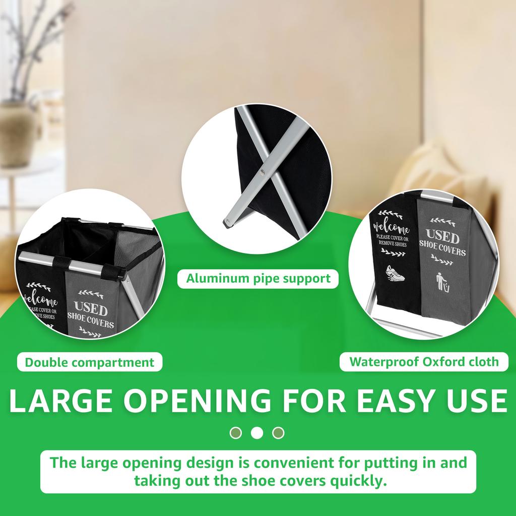 2 Grids Storage Basket Oxford Fabric Waterproof Laundry Basket with Sign Foldable Storage Bin Shoe Cover Holder for Home Office