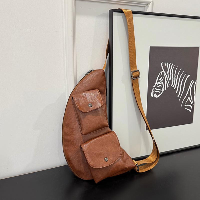 

Women s breast bag trendy fanny pack retro casual versatile messenger bag soft leather mobile phone waist hanging bag